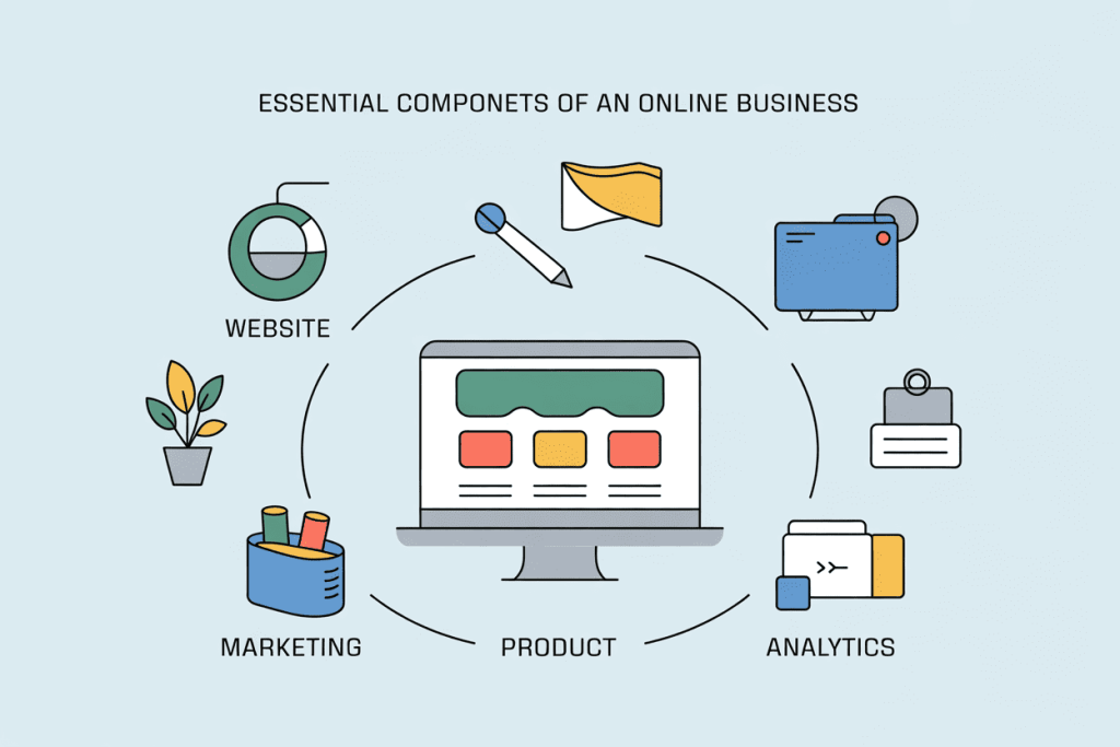 المكونات الأساسية لنشاطك التجاري على الإنترنت
